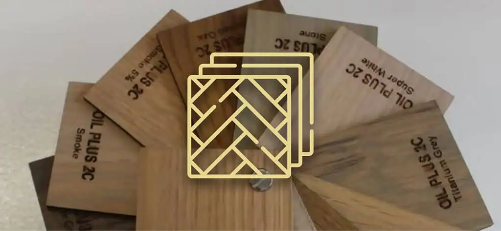Wooden flooring samples arranged in circle with herringbone pattern icon